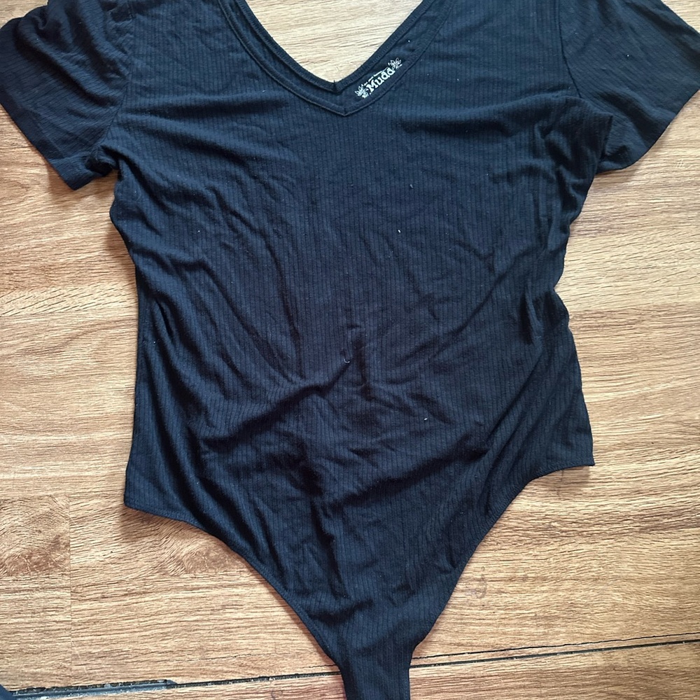 Mudd Black Ribbed Knit Top